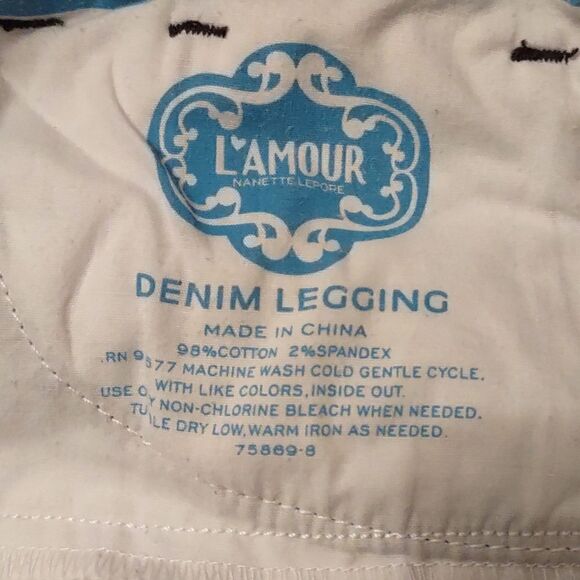 L'Amour Junior's size‎ 3 brushed denim black white diamond print zip leggings - Picture 8 of 8